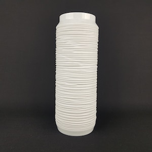 Vintage White EDELSTEIN PORZELLAN Porcelain Relief Decor Vase West German Pottery Bavaria 1960s