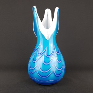 Vintage FAZZALETTO Blue Glass Art MURANO Vase Italian Art 1970s