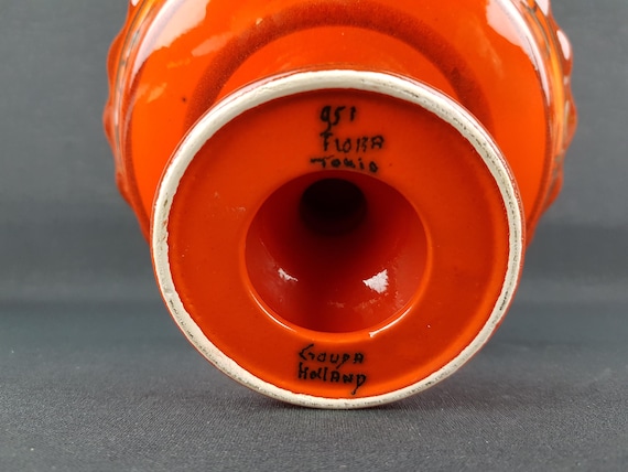 ヴィンテージ フローラ ゴーダ オランダ 陶器 オレンジ エタジェール