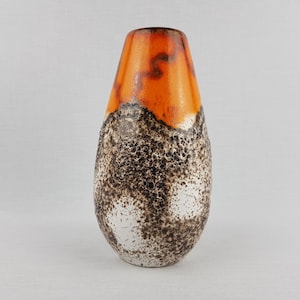 Vintage UBELACKER (U-KERAMIK) Orange Fat Lava Vase 455 20 West German Pottery 1960s
