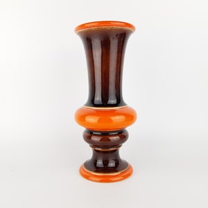Vintage JASBA KERAMIK Brown and Orange TRUMPET Vase 1170-25 West German Pottery 1970s