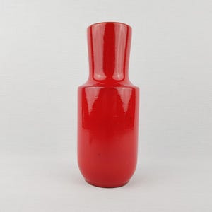 Vase vintage STEULER KERAMIK rouge brillant 142-20 poterie ouest-allemande des années 1960