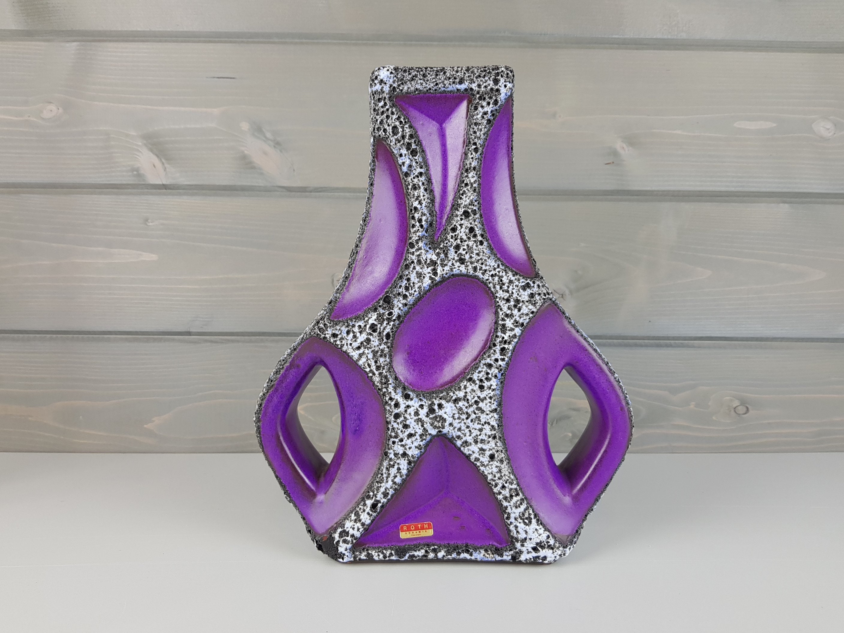 Reserved --vintage Purple ROTH KERAMIK Guitar Fat Lava Vase 1960s