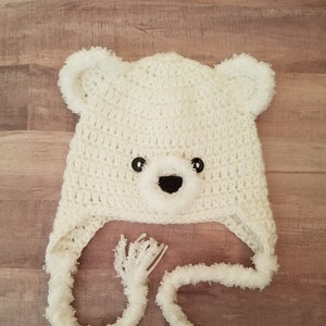 Crochet Polar Bear Hat PDF PATTERN Newborn, Infant, Toddler, Child, and Adult Sizes image 3