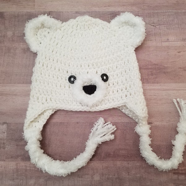 Crochet Polar Bear Hat PDF PATTERN (Newborn, Infant, Toddler, Child, and Adult Sizes)