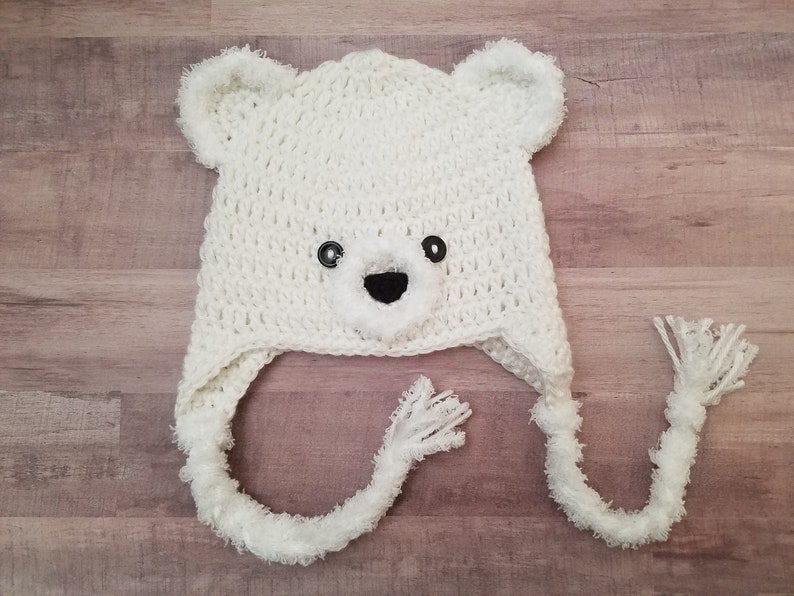 Crochet Polar Bear Hat PDF PATTERN Newborn, Infant, Toddler, Child, and Adult Sizes image 1