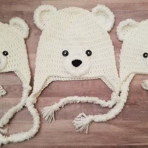 Crochet Polar Bear Hat PDF PATTERN Newborn, Infant, Toddler, Child, and Adult Sizes image 2