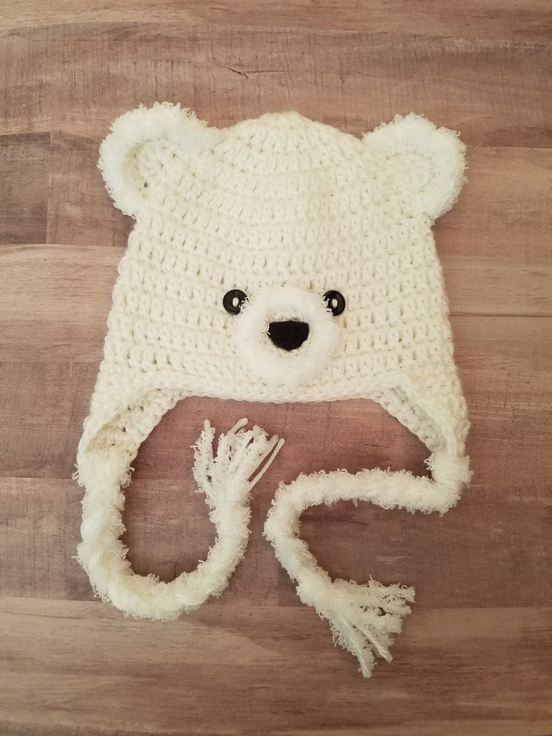 Crochet Polar Bear Hat PDF PATTERN Newborn, Infant, Toddler, Child, and Adult Sizes image 3