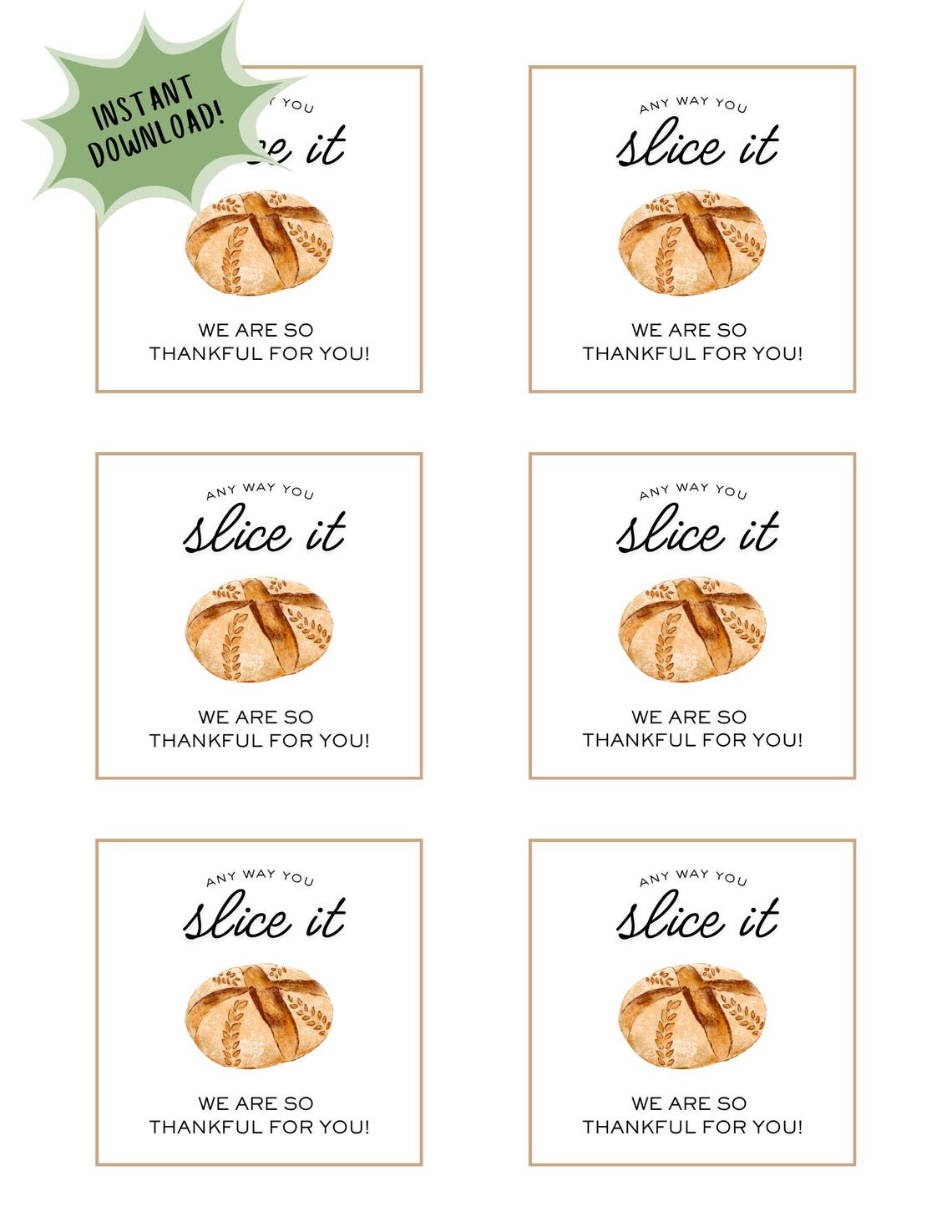 Sourdough Bread Tag Printable | Thank You Tag | Teacher Appreciation ...