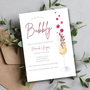 Petals & Prosecco Bridal Wedding Shower Invitation, Bubbly Invite