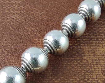 4 of Karen Hill Tribe Silver Spiral Round Beads 10mm | KBB251