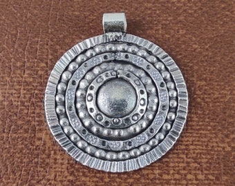 1 of Karen Hill Tribe Silver Flower Round Pendant 32x28mm | KPB150