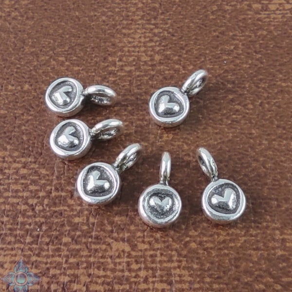 8 of Karen Hill Tribe Silver Heart Round Charms 10x5mm | KCB148