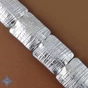 Karen Hill Tribe Silver Scratch Rectangular Beads 14x12mm (2) | KBB300