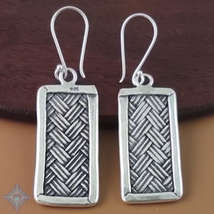1 of Karen Hill Tribe Silver Rectangle Earrings 54mm | KEB136
