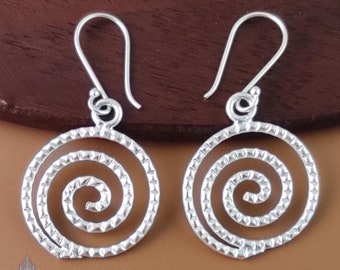 Karen Hill Tribe Silver Spiral Round Earrings 42mm | KEB128
