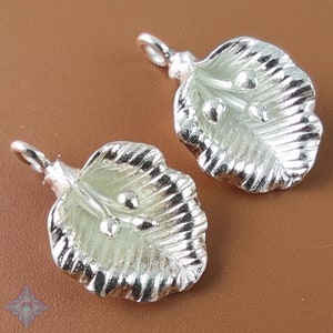 2 of Karen Hill Tribe Silver Leaf Charms with Berries 24x16mm | KCB189