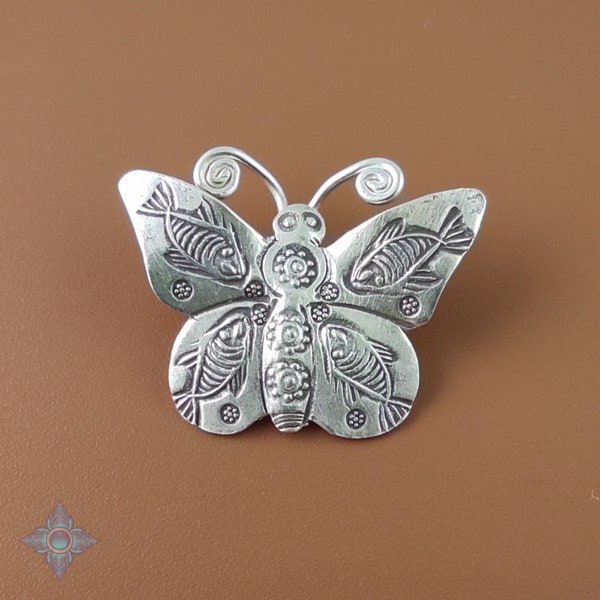 1 of Karen Hill Tribe Silver Butterfly Pendant 26mm | KPB149