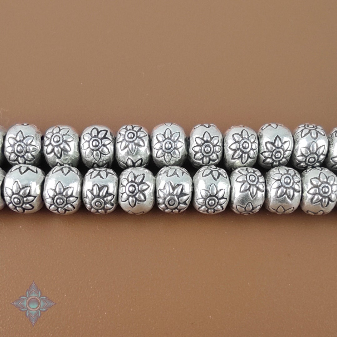 10 of Karen Hill Tribe Silver Flower Rondelle Beads 7x5mm - Etsy