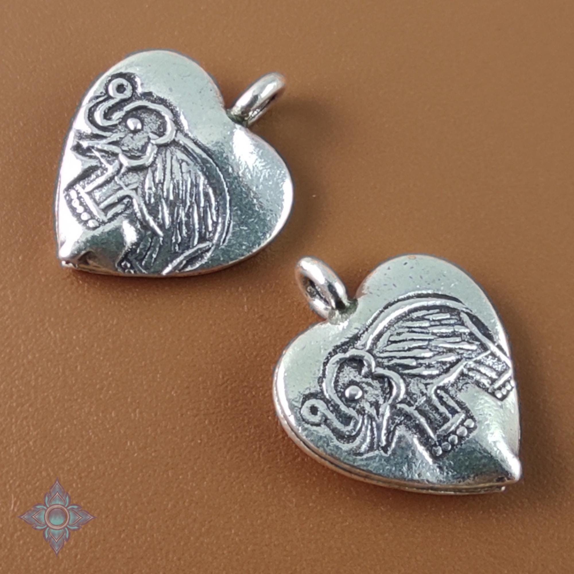 カレン族シルバーエレファントペンダントヘッド カレン族 シルバー エレファント ハートチャーム 17 x 14 mm (2個