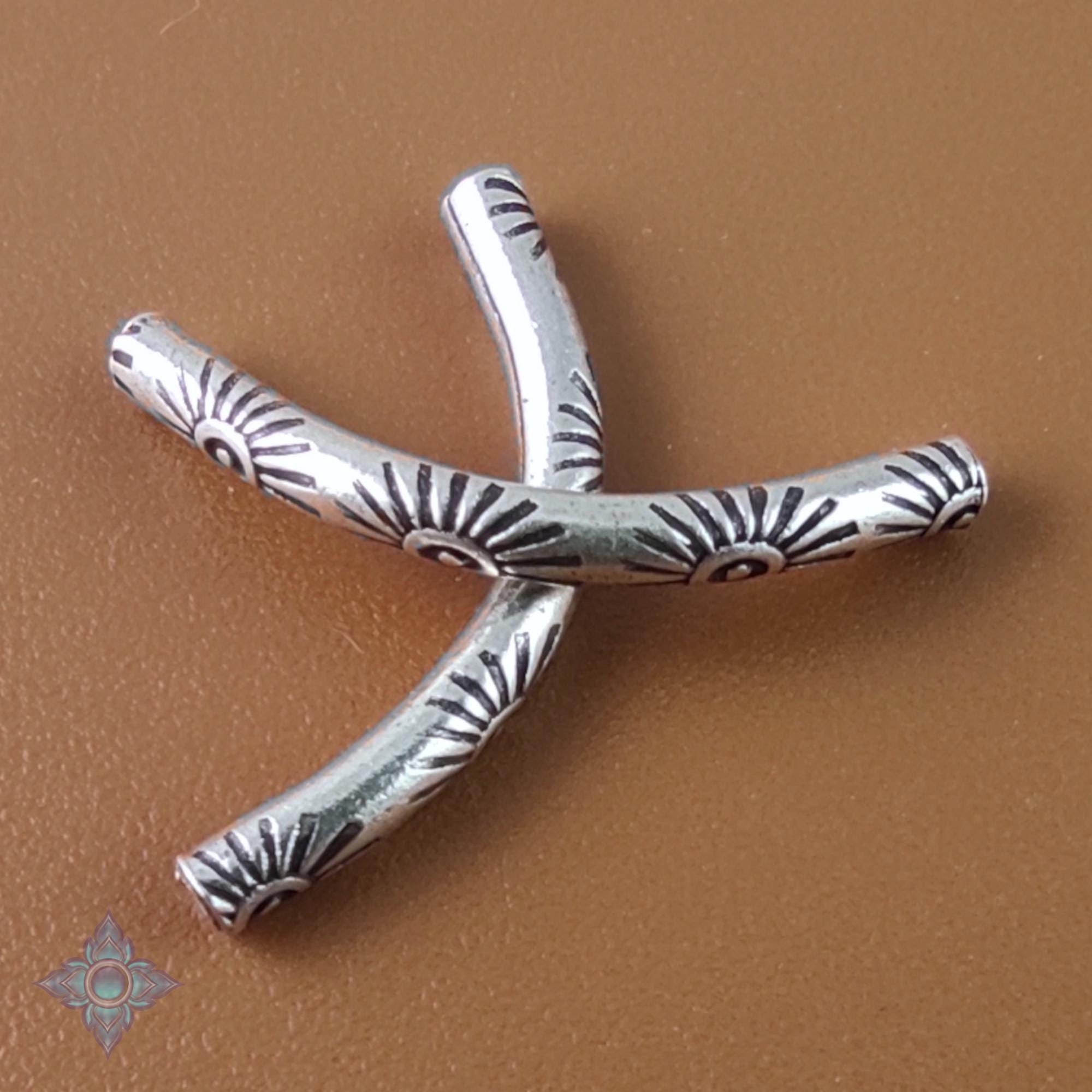 8 of Karen Hill Tribe Silver Curve Tube Beads with Sunburst Design 21x2mm | KBS138S