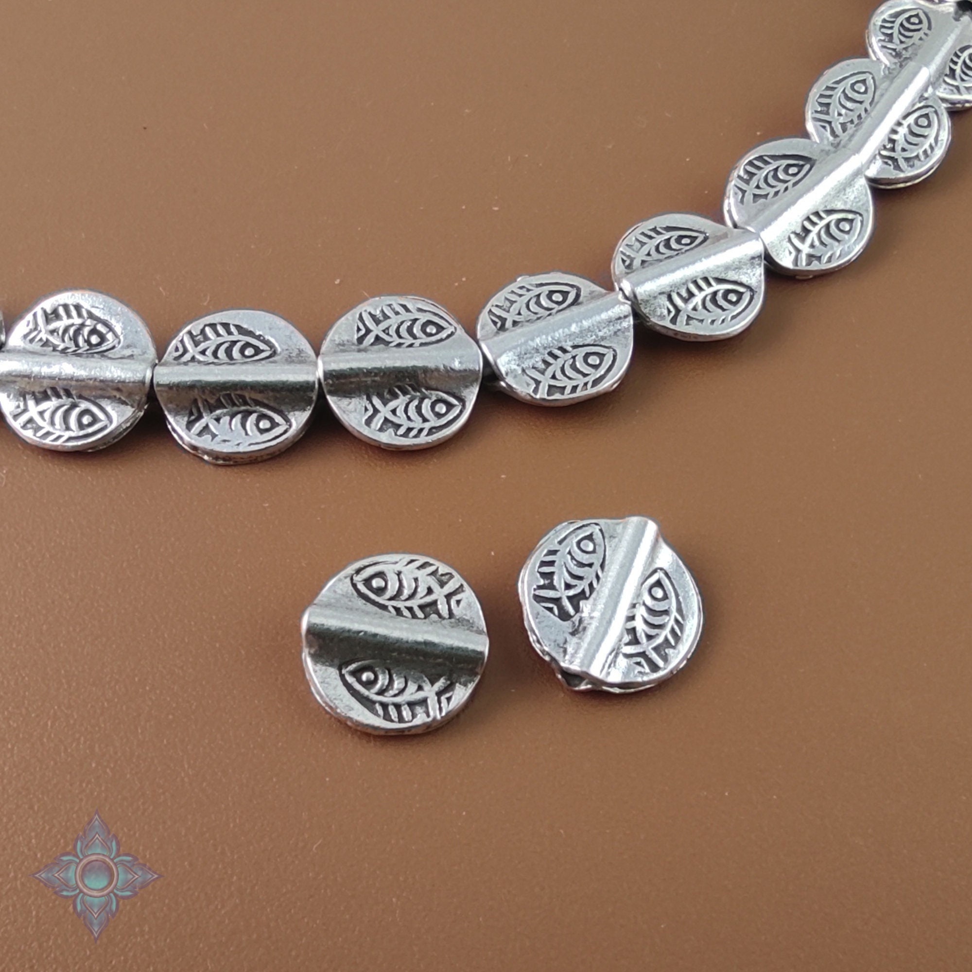 10 Karen Hill-Tribe Silver Beads, 97% Silver Content, Handmade