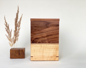 Exquisite Walnut and Curly Maple Cremation Urn