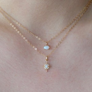 Tiny Opal necklace, Gold Opal Necklace, Necklace for Woman, Bridal Shower Gift, Stacking Necklace, Dainty Necklace, Bridesmaid Gift