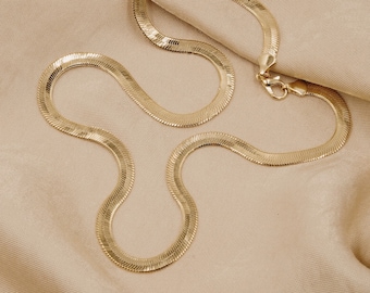 Herringbone Chain, 18K Gold Filled, Snake Chain Necklace, Skinny Gold Chain Necklace, Layering Necklace, Stacking Necklace, Gift for her