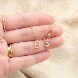 Tiny Pearl Initial Necklace, Personalized Necklace, Letter Necklace, Gold Necklace, Custom Necklace, Layering Necklace, Valentines gift