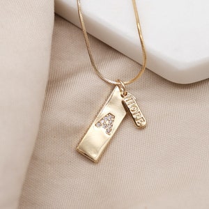 Gold Bar Necklace, Personalized Necklace, Letter Necklace, Gold Necklace, Custom Necklace, Layering Necklace, Mom Necklace