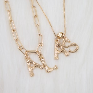 Initial Necklace, 18K Gold Filled Paperclip Chain, Custom Necklace, Gold Link Chain, Personalized Necklace, Bamboo, Layering Necklace