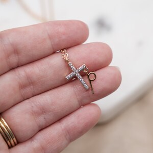 Pendants Personalized Cross Necklace, Dainty Cross Necklace, Layered Cross Necklace, Letter Name Necklace, Custom Necklace