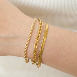 Link Chain Bracelets | Stack Bracelets | 18k Gold Filled Bracelets | Gold Bracelet Stack for Woman