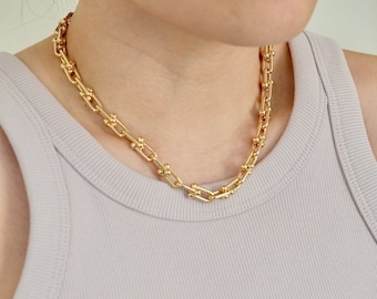 Gold Link Chain Necklace, 18K Gold Filled, Layering necklace, Stacking Necklace, Gold Chain Necklace, Gift for friend