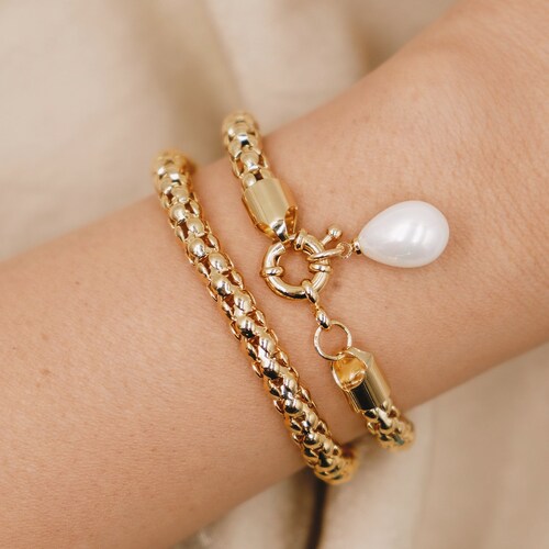 Gold Coin Bracelets 18k Gold Filled Gold Paperclip Etsy