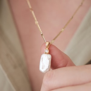 18K Gold Filled Pearl Necklace, Freshwater Pearl Necklace, 18K Gold Filled Chain, Best friend gift, Gift for her, Bridal Shower Gift