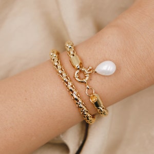 Gold Coin Bracelets, 18k Gold Filled, Gold Paperclip Bracelets, Stack Bracelets, Rectangle Link Bracelets