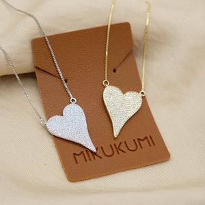 Heart CZ necklace, Simple necklace, Dainty necklace, Heart necklace gold, Gift for friend, gold necklace, dainty gold necklace, jewelry