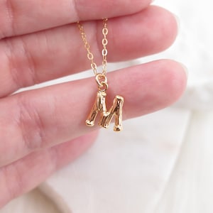 Tiny Bamboo Initial Necklaces, Gold Dainty Necklaces, Personalized Necklaces, Letter Necklaces