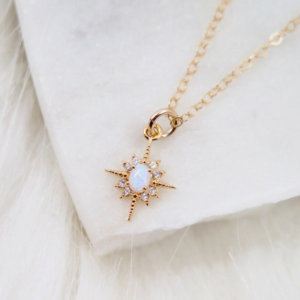 Opal necklace, Star Opal, Gold Opal Necklace, Necklace for Woman, Bridal Shower Gift, Stacking Necklace, Dainty Necklace, Bridesmaid Gift