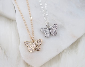 Butterfly necklace, Simple necklace, Dainty necklace, butterfly necklace gold, Gift for friend, gold necklace, dainty gold necklace, jewelry