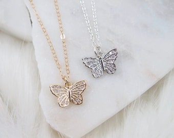 Silver chain with sales butterflies
