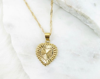 Gold Heart Necklace, Heart Charm, Gold Filled Necklace, Love Necklace, Bff Gift, Layering Necklace, Bridesmaid gift, Valentines gift