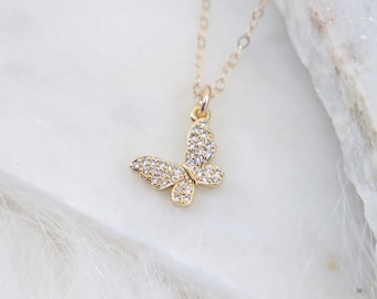 Dainty Gold Butterfly Pendant Necklace, Butterfly Necklace, Bridesmaid Gift, Birthday Gift, Minimalist Necklace, Birthday Gift