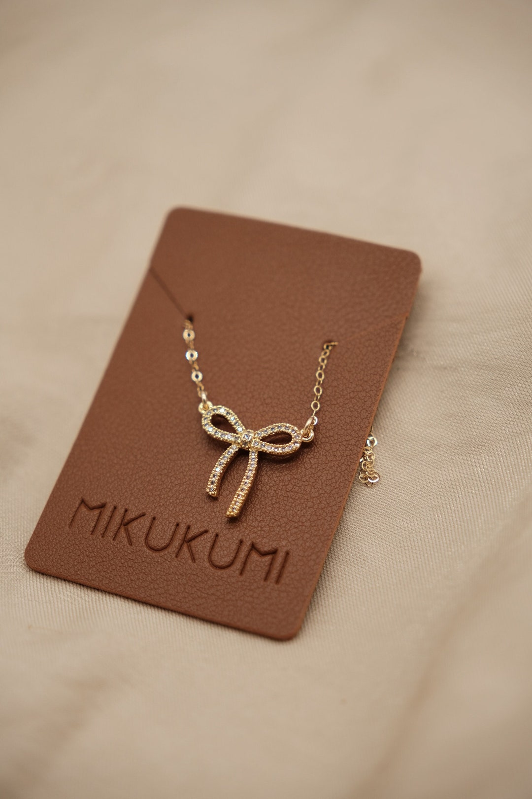 Bow CZ Gold Necklace, Bow Charm Necklace, Best Friend Gift, 14K Gold ...