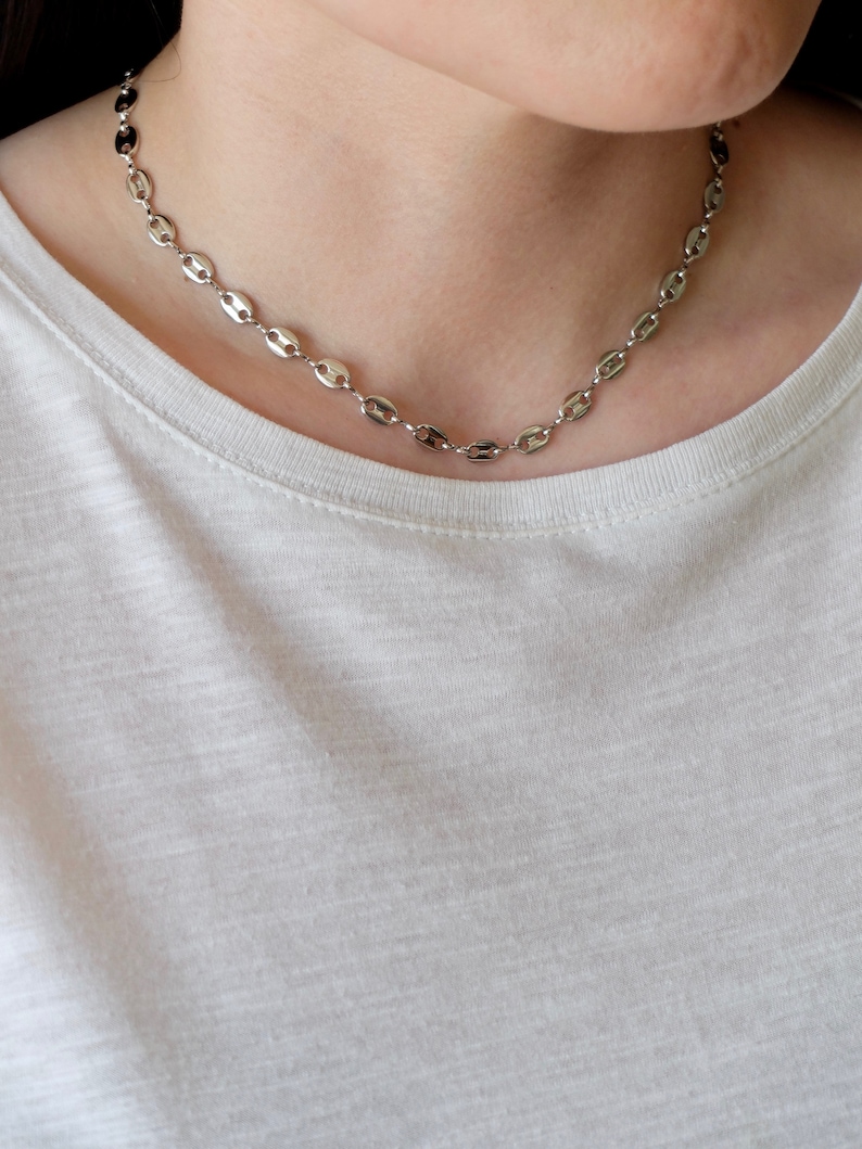 Rhodium Plated Button Chain Necklace Custom Chain Chain - Etsy