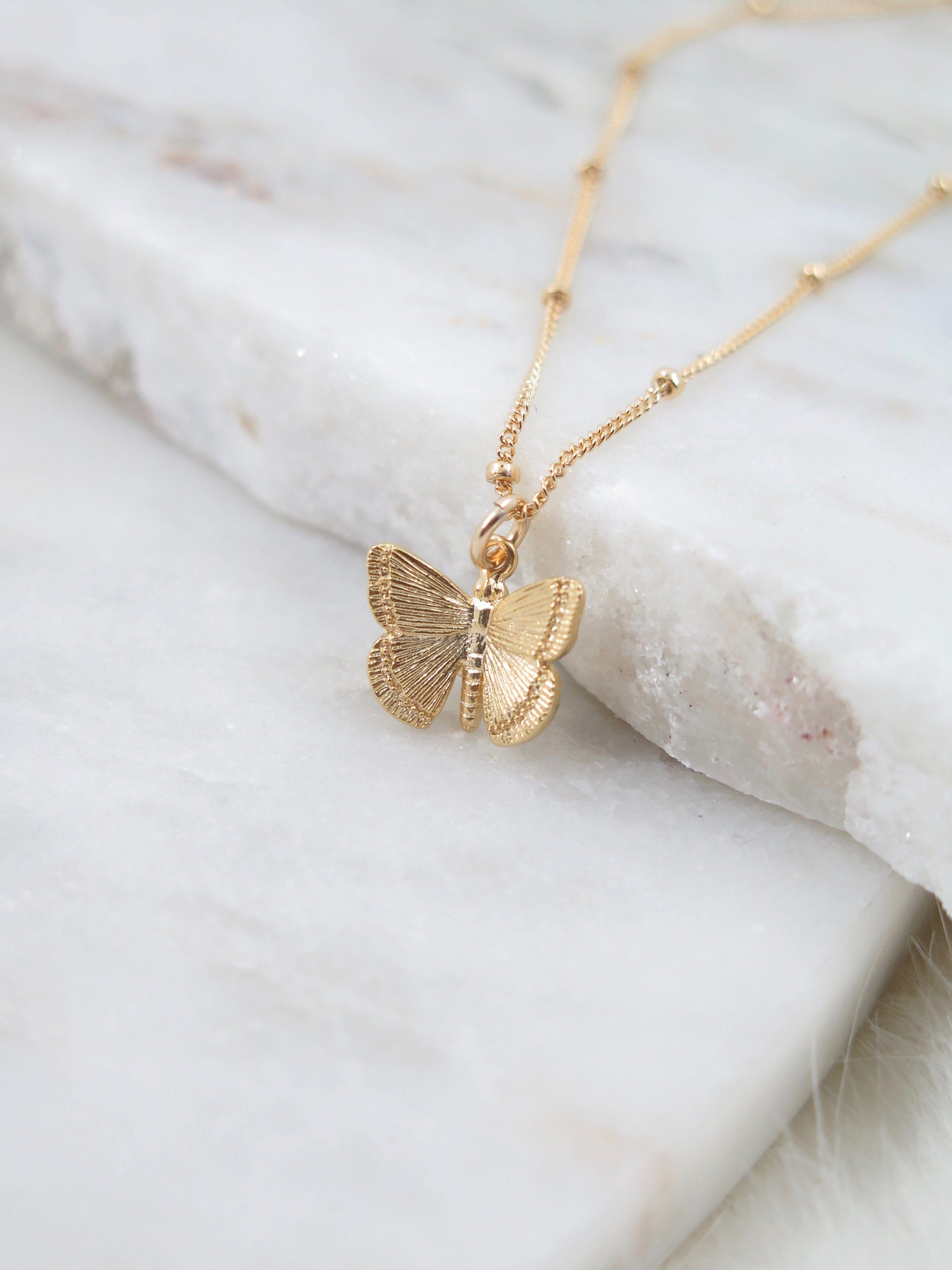 Butterfly gold necklace jewelry deals