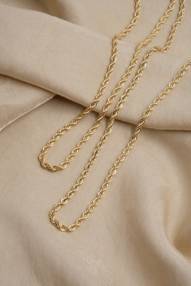 Rope Chain Gold Necklace 18K Gold Filled Layering Necklace Etsy