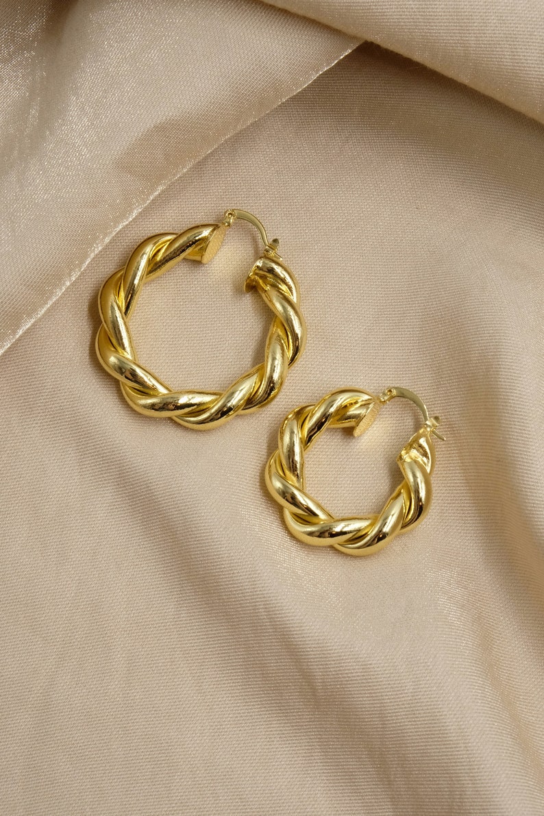 Gold Hoop Earrings Gold Bamboo Hoop Earrings 18K Gold | Etsy